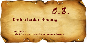 Ondreicska Bodony névjegykártya